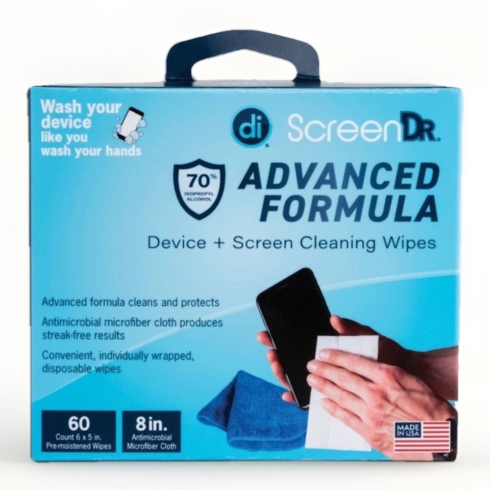 Digital Innovations ScreenDr Device and Screen Cleaning Wipes 60 CT with Cloth